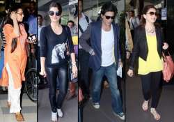 shah rukh rani madhuri jacqueline spotted at airport view pics