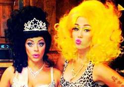 cyrus dresses like minaj for halloween