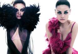 mila kunis poses in pink bra for w magazine cover