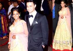 arpita khan looks elegant in falguni shane peacock lehenga at reception see pics