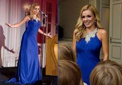 katherine jenkins stuns in royal blue dress at charity concert