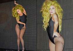 gaga outrageous act shows off her derriere in leotard see pics