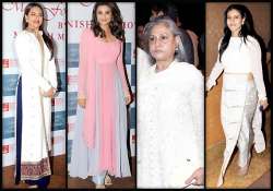 sonakshi kajol jaya parineeti look like angels in white and pink attires at mijwan 2014 see pics