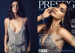 sonam kapoor goes bold flaunts cleavage for prestige see pics