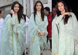 aishwarya keeps it simple with mint green anarkali at sathya sai event see pics