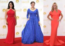 emmys 2014 celebs dominate red carpet with hues of reds and blues