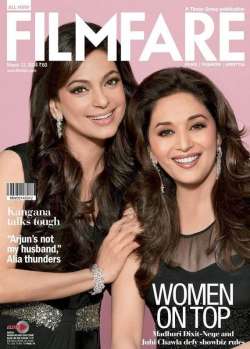 madhuri juhi s sensuous avatars on filmfare cover see pics