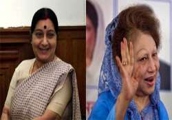 external affairs minister sushma swaraj meets bnp chief khaleda zia