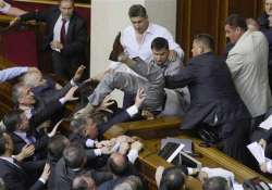 fight breaks out among mps in ukraine parliament