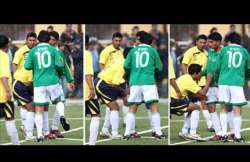 president of bolivia knees opponent in groin during friendly soccer match