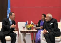 ban discusses unsc reform with modi invites him to un summit