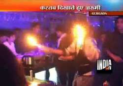 gurgaon mall bartender gets facial burns while doing fire stunts