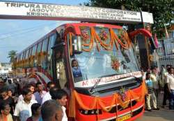 tripura minister flags off agartala kolkata bus service