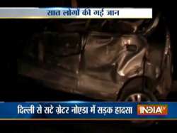 seven dead in road accident near pari chowk in greater noida