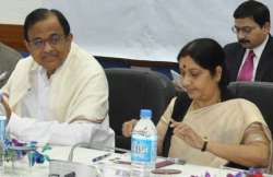 chidambaram sushma in a verbal duel on cvc