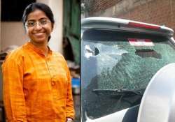 activist s car stoned in hyderabad after she launches campaign against rapists