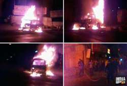 maruti omni catches fire in mumbai