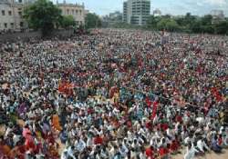 massive public meet in hyderabad demands early telangana