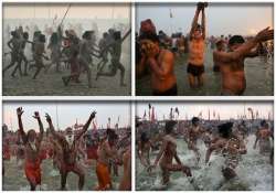 naga sadhus lead kumbh festivities lakhs take holy dip