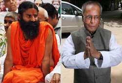 pranab s candidature has lowered dignity of prez post ramdev