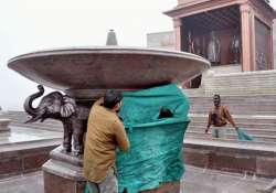 work on veiling mayawati elephant statues begins in up