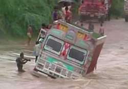 truck strands in flood in rajasthan 13 rescued rescue operation underway