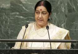 sushma swaraj rakes up cross border terrorism