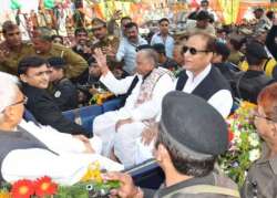 mulayam rides a buggy on birthday azam khan triggers controversy over funds