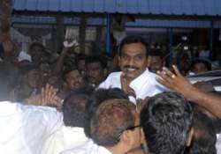 raja arrives to a rousing reception in chennai