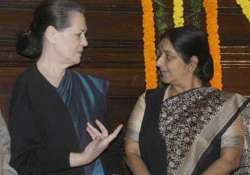 sonia reaches out to swaraj apparently for food bill passage