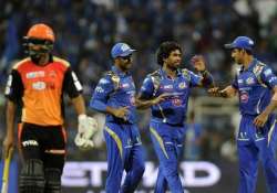 malinga mcclenaghan bowl mumbai to 20 run win over sunrisers