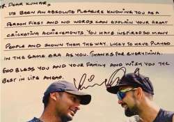 virat kohli s handwritten farewell message to sangakkara