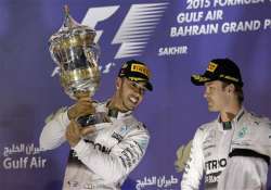 hamilton wins bahrain gp ahead of raikkonen and rosberg