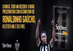 brazil star ronaldinho put his signature to a new line of condoms