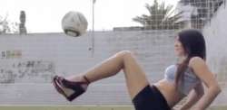 stunning hot model fiorella castillo does keepy uppies in high heels