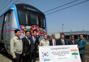 first metro train for hyderabad rolls out of korean factory