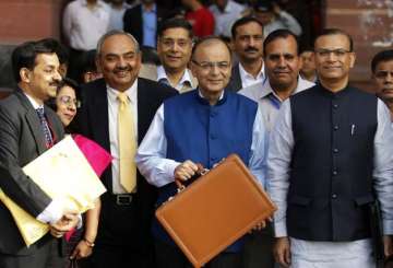 arun jaitley draped budget speech documents in tri colour