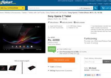sony xperia tablet z can now be pre ordered in india for rs 44 990