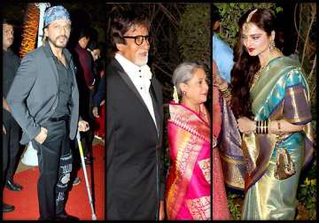 ahana deol wedding srk amitabh jaya rekha attend reception see pics