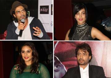 arjun shruti huma and irrfan spotted promoting d day view pics