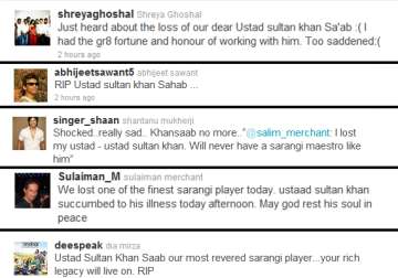 bollywood celebrities express grief over ustad sultan khan s death