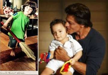 shah rukh s son abram joins swachh bharat abhiyaan poses with broom