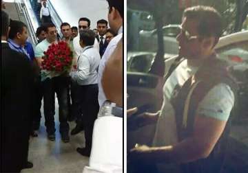 salman khan reaches hyderabad for sister arpita s wedding see pics