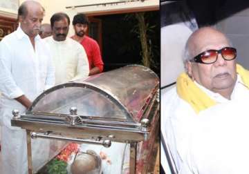 rajinikanth prakash raj karunanidhi pay their last respects to balachander