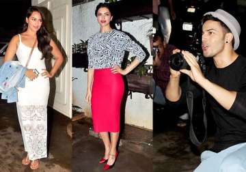 deepika sonakshi spill glamour as varun turns photographer at finding fanny screening