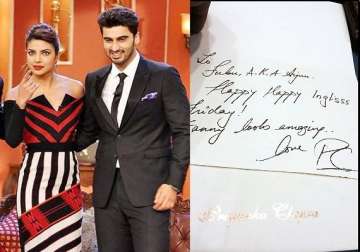 priyanka chopra sends hand written wish note to arjun kapoor