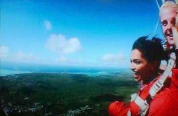 deepika padukone jumps off a plane