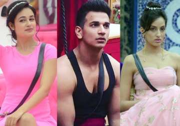 double trouble prince narula to face two lady loves yuvika and nora together on bigg boss tonight