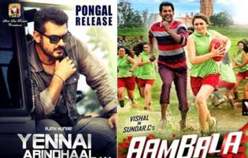 trailers of aambala and yennai arindhaal released online