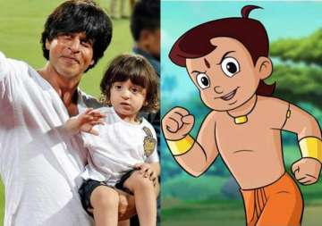 shah rukh s son abram gets new year gift meets chhota bheem